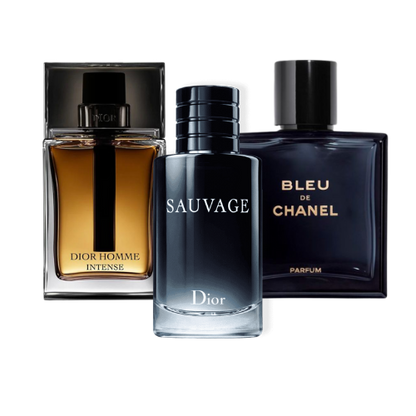 Set di 3 profumi: Sauvage Dior, Bleu de Chanel, y Dior Homme Intense 100ml