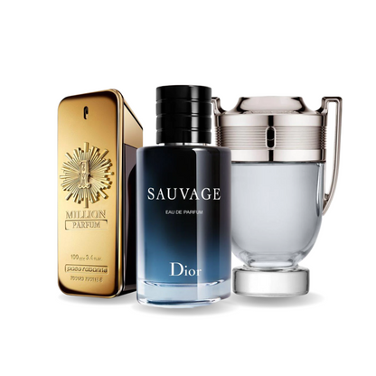 Set di 3 profumi: Paco Rabanne ONE MILLION, Dior SAUVAGE y Paco Rabanne INVICTUS 100ml